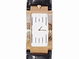 Movado Elliptica 18K Rose Gold & Leather Silver Face Automatic 25mm x 38mm Mens Movado