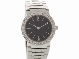 Bulgari BB30SSD Stainless Steel & Diamonds Black Dial Quartz 30mm Womens Bulgari