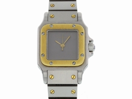 Cartier Santos 18K Yellow Gold & Stainless Steel Automatic 24mm Womens Cartier