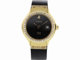 Hublot MDM 139.10.5 18K Yellow Gold & Rubber w/Diamonds 27mm Womens Hublot