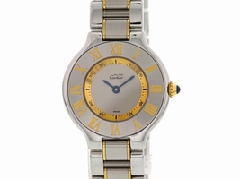 Cartier Must 21 1340 Stainless Steel/18K Yellow Gold Silver Dial Quartz 28mm Womens Cartier
