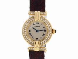 Cartier Colisee 881095 18K Yellow Gold / Leather with White Dial Vintage 24mm Womens Cartier