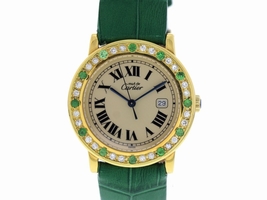 Cartier Must de Argent 1800.1 Gold Plated / Leather with Off-White Dial Vintage 33mm Womens Cartier