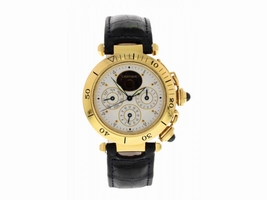 Cartier Pasha 0985 18K Yellow Gold & Leather Automatic 38mm Mens Cartier