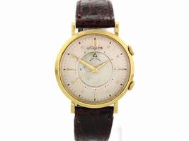 LeCoultre Memovox 14K Yellow Gold & Leather Manual Vintage 35mm Mens LeCoultre