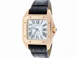 Cartier Santos W20108Y1 18K Rose Gold with Silver Dial 33mm Unisex Cartier