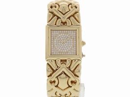 Bulgari Parentesi BJ 06 18K Yellow Gold with Pave Diamond Quartz 21.5mm Womens Bulgari
