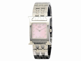 Hermes H HH1.210 12P Stainless Steel with Pink Shell Dial Quartz 24.5mm Womens Hermes