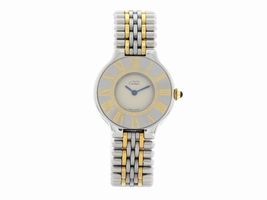 Cartier Must De 18K Yellow Gold & Stainless Steel Quartz 28mm Womens Cartier