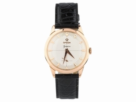 Omega 18K Rose Gold & Leather Two Tone Dial Manual Vintage 34mm Mens 1960 Omega