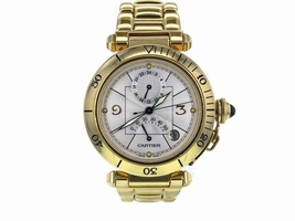 Cartier Pasha 2395 18K Yellow Gold Silver Dial Automatic 38mm Mens 2007 Cartier