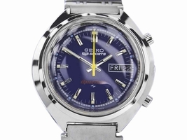 Seiko 5 SpeedTimer Stainless Steel Blue Dial Automatic 39mm Mens 1970s Seiko