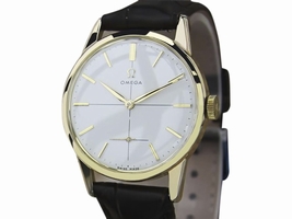 Omega 14391 61 Gold Plated Stainless Steel & Leather Manual 35mm Mens 1960s Omega