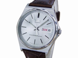 Seiko Marvel Stainless Steel & Leather Silver Dial Quartz 35mm Mens 1980s Seiko
