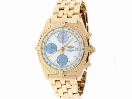 Breitling Chronomat H13048 18K Rose Gold & White Mother Of Pearl Dial 41mm Mens Breitling