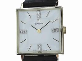 Omega 14K Yellow Gold and Diamond 25mm Unisex 1970s Vintage Omega