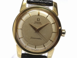 Omega Seamaster 18K Yellow Gold & Leather Automatic Vintage 34mm Mens Omega