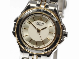 Seiko Credor GSAS034 4J81-0B10 Stainless Steel / 18K Yellow Gold Quartz 25.5mm Womens Seiko