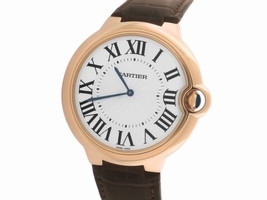 Cartier Ballon Bleu W6920054/3376 18K Rose Gold & Leather Manual 46mm Mens Cartier