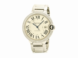 Cartier Ballon Bleu WE9009Z3 18K White Gold wDiamonds Automatic 42mm Men's Cartier