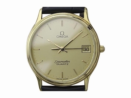 Omega Seamaster Gold Plated Stainless Steel & Leather Quartz 32mm Men's 1980s Omega