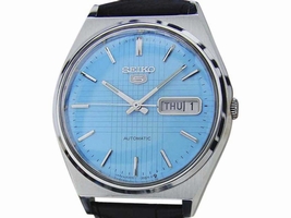 Seiko 5 6309 8940 Stainless Steel & Leather Automatic Vintage 36mm Mens 1970s Seiko