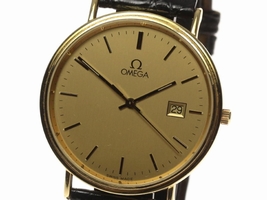 Omega 18K Yellow Gold / Leather Quartz Vintage 36mm Mens Omega
