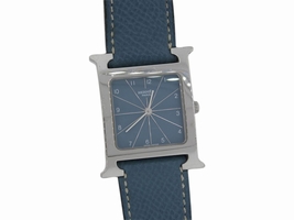 Hermes Of Paris Hh1.510 Blue Jean Dial And Leather Ladies Hermes
