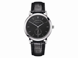 A. Lange & Sohne Saxonia 18K While Gold Black Leather Mens A. Lange & S?hne