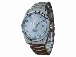 Omega Seamaster Aqua Terra Stainless Steel Mother of Pearl Diamond Dial Co Axial Chronometer Omega Aqua Terra Seamaster