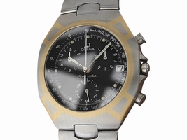 Omega Seamaster Polaris 18K Gold & Stainless Steel Black Dial Quartz 38mm Mens Omega