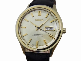 Seiko Seikomatic R Gold Plated Stainless Steel & Leather Automatic Vintage 37mm Men's c1970s Seiko