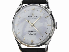 Seiko Super Stainless Steel & Leather Manual 33mm Mens 1960s Seiko