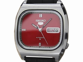 Seiko 5 6309 512A Stainless Steel & Leather Automatic Vintage 35mm Mens 1970s Seiko