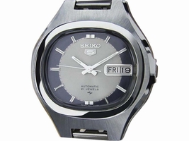 Seiko 5 Stainless Steel Blue/Silver Dial Automatic 36mm Men's 1970s Seiko