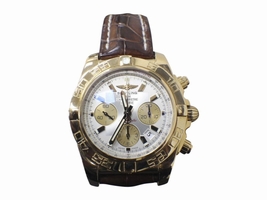 Breitling Chronomat 44 HB0110 18K Rose Gold & Leather 44mm Mens Breitling