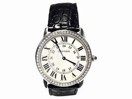 Cartier Ronde Solo Stainless Steel W Diamond Bezel & Band 36mm Mens Cartier