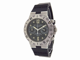 Bulgari Diagono Scuba SC38S Stainless Steel Rubber Automatic Black 38mm Mens Bulgari