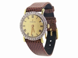 Corum 27307 18K Yellow Gold / Leather Vintage 24mm Womens Corum