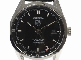 Tag Heuer Carrera Twin-time WV2115 Stainless Steel with Leather Belt Automatic 38mm Men's TAG Heuer