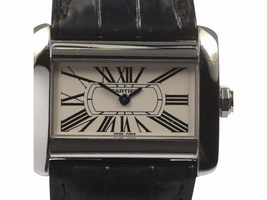 Cartier Mini Tank Divan W6300255 Stainless Steel / Leather Quartz 31.5mm Womens Cartier