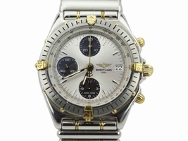 Breitling Chronomat B13048 Two Tone Black Eye Silver Dial Automatic 40mm Mens 80's Breitling