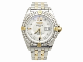 Breitling Windrider Cockpit B49350 Stainless Steel & Yellow Gold with White Mother of Pearl Dial and Diamond 41mm Unisex Breitling
