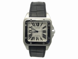 Cartier Santos W20073X8 Stainless Steel / Rubber with Silver Dial 41mm Mens Cartier