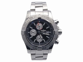 Breitling Super Avenger A13371 Stainless Steel & Black Dial 48mm Mens Breitling