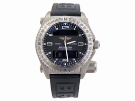 Breitling Emergency E76321 Black Dial Titanium on Rubber Strap 43mm Mens Breitling