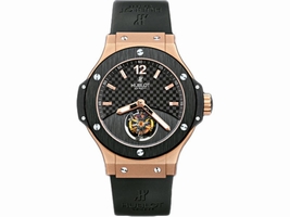 Hublot Tourbillon Solo Big Bang 18K Rose Gold & Black Rubber with Black Carbon Fiber Dial 44mm Mens Hublot