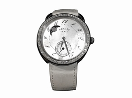 Hermes Arceau Stainless Steel & Leather MOP & Diamond 38mm Hermes