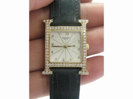Hermes Diamond Bezel 18K Yellow Gold Quartz 38mm Hermes
