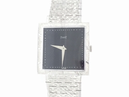 Piaget 18K White Gold & Black Dial Vintage 25.4mm Mens Piaget